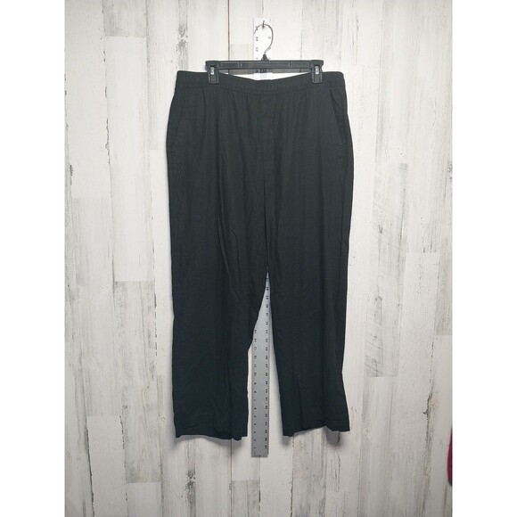 OLD NAVY WOMEN’S LINEN COTTON Blend ELASTIC WAIST PANTS BLACK Large - Picture 1 of 8